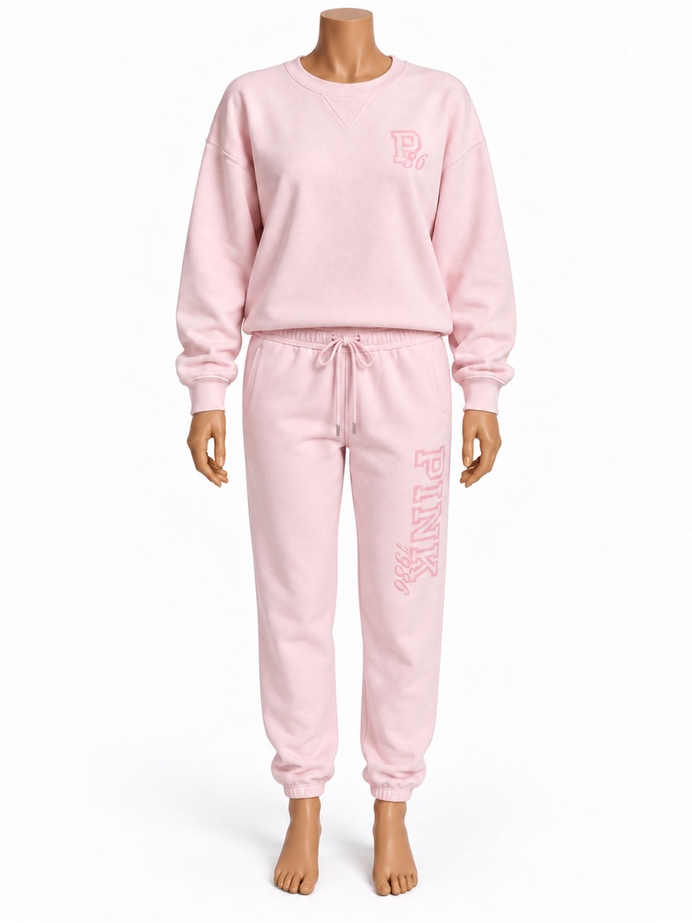 PINK Victoria's Secret Light Pink Cozy Sweatshirt & Jogger Set